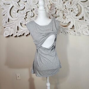 🏖 GAP XS Gray Nursing Maternity Shirt